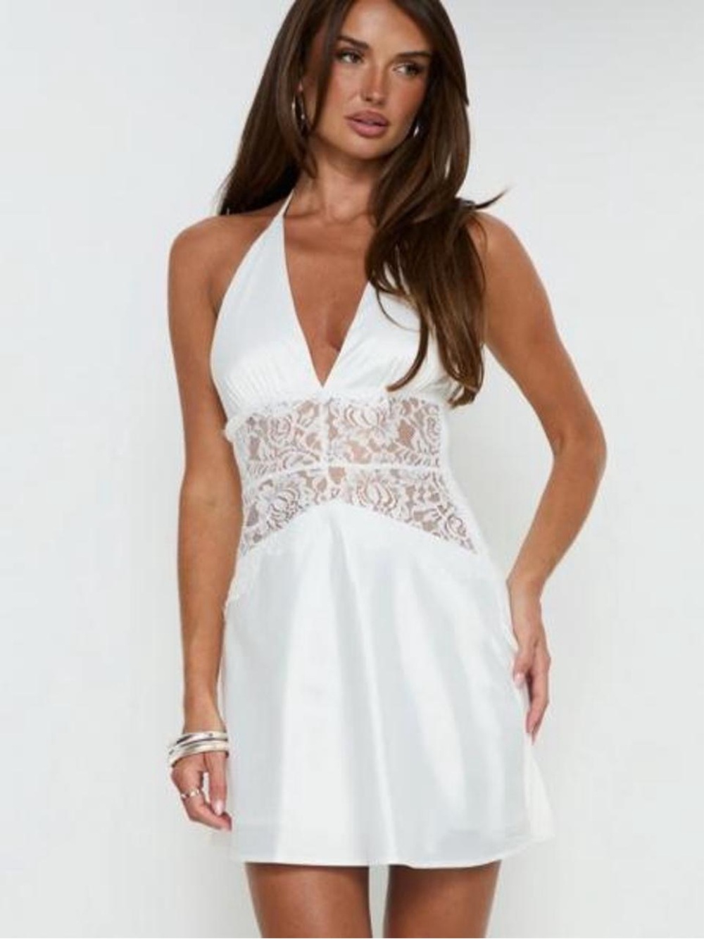 Princess Polly White Lace Halter Mini Dress